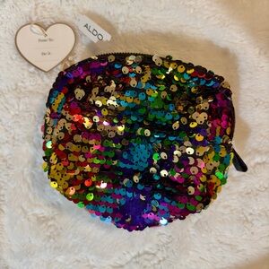 Multicolor Sequin Makeup Bag Cosmetic Pouch Clutch Party Travel Bag NWT